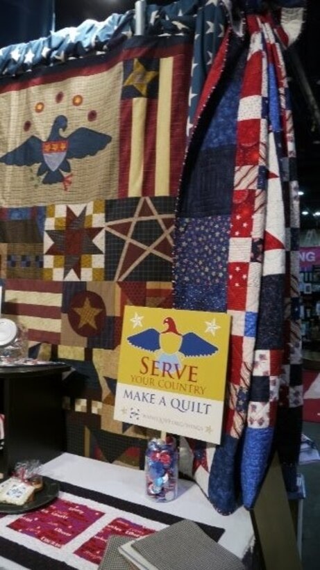 Reservists from the 315th Airlift Wing delivered quilts much like the ones pictured here to injured troops at Landstuhl Regional Medical Center near Ramstein AB, Germany. Members of the "Quilts of Valor" organization hand-stitch each quilt in an effort to express their gratitude for the enormous sacrifices our servicemen and women are making each day (Photo courtesy of Quilts of Valor.)