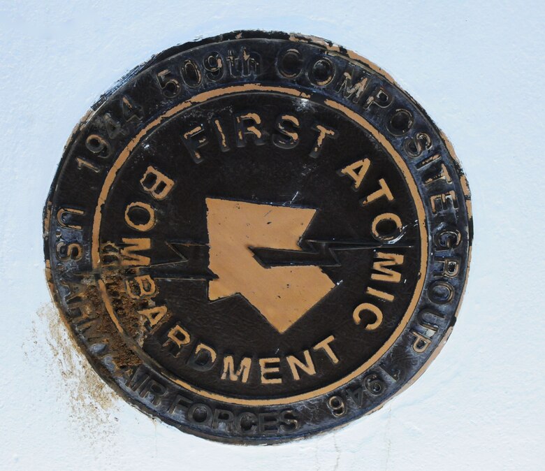 ANDERSEN AIR FORCE BASE, Guam – A shield from the 509th Composite Group adorns a memorial on Tinian Island. The 509th Composite Group is most famous for dropping the atomic bomb “Little Boy” from a B-29 named “Enola Gay” in 1944. (U.S. Air Force photo/ Senior Airman Carlin Leslie)