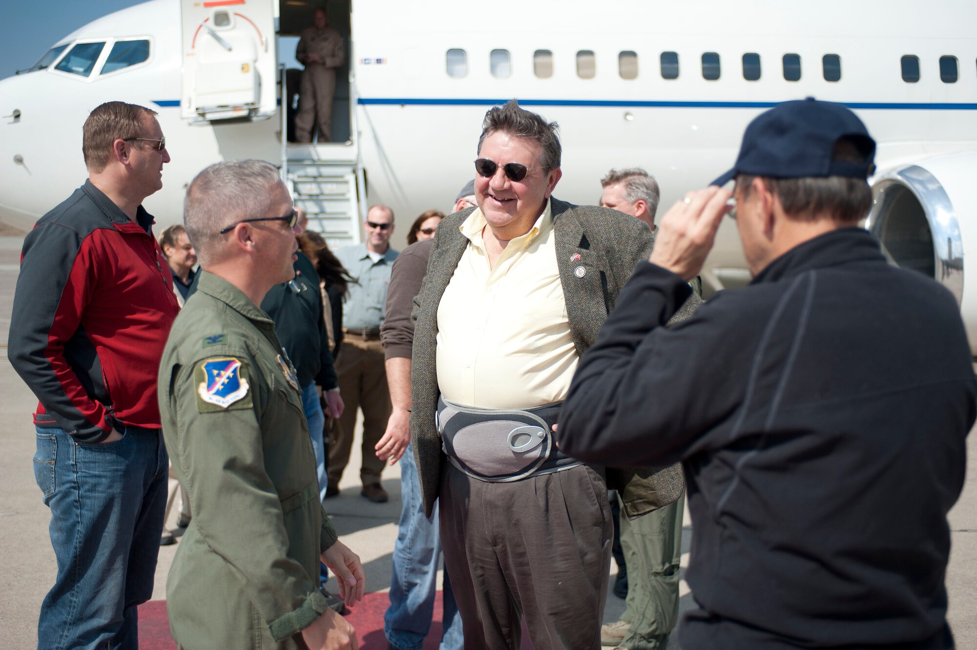 Rep. Dan Benishek of Michigan speaks with Col. Chad Butts, 39th Air Base Wing vice commander, during a visit Oct. 7, 2011, at Incirlik Air Base, Turkey. Benishek and congressional delegation members took the opportunity to meet with constituents from their respective states during a brief stop on their way to visit Airmen in Afghanistan. (U.S. Air Force photo by Senior Airman Clayton Lenhardt/Released)