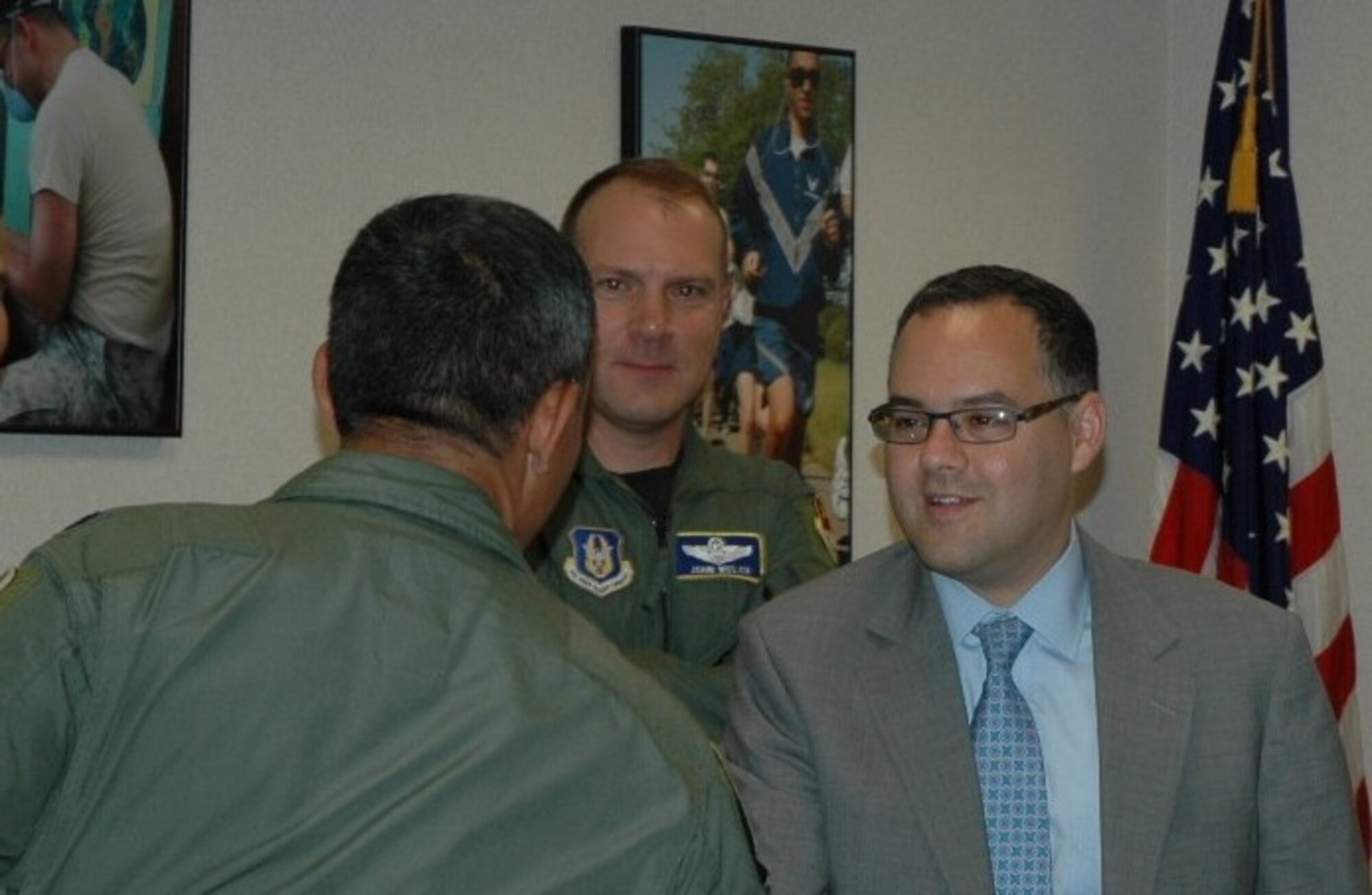 Assistant Secretary of the Air Force for Manpower and Reserve Affairs, Hon. Daniel B. Ginsberg, is greeted by members of the 940th Wing during his visit to Beale Air Force Base, Calif., Oct. 12, 2011. Mr. Ginsberg met with wing leadership and toured intelligence, surveillance and reconnaissance missions, including the RQ-4 Global Hawk, U-2 Dragonlady, MC-12 Liberty, and Distributed Ground System Two. (U.S. Air Force Photo//Dana Lineback) 