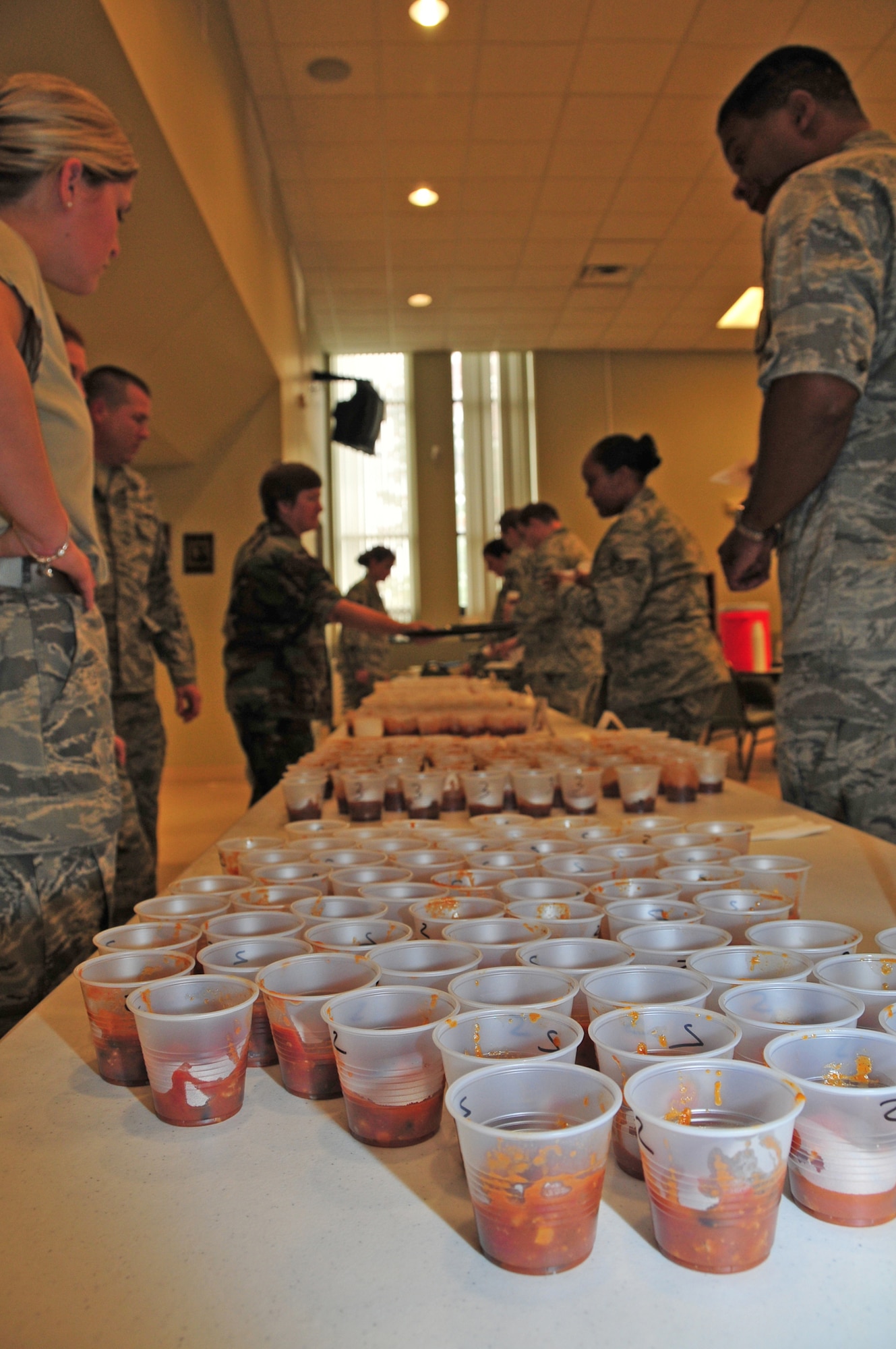 The 171st Air Refueling Wing celebrates the official kickoff of the Combined Federal Campaign with a chili cook-off October 13. Seven unit members compete with each other for the best tasting chili honor and unit members have the opportunity to talk with twenty visiting charities which represent local participants in the Combined Federal Campaign. (National Guard photo by Master Sgt. Ann Young/released)