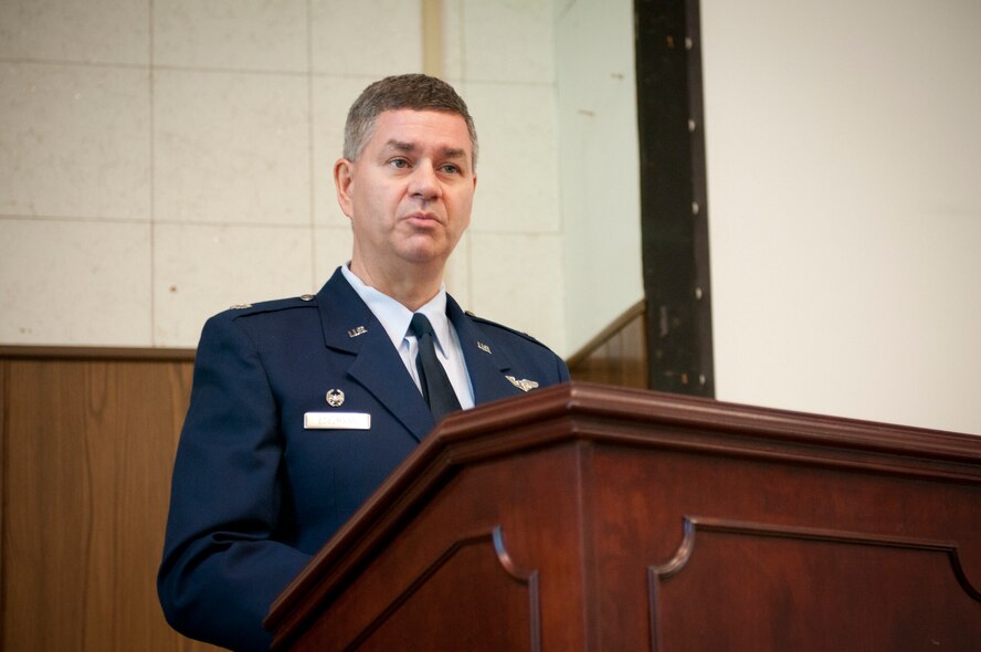 JOINT BASE ANDREWS, Md. -- Lt. Col. Karl Edelmann assumed command of the 459th Aerospace Medicine Squadron during a change of command ceremony here Oct. 16. Col. Michelle Williams, the former 459 AMDS commander, now serves as the mobilization assistant to the commander, Air Force Medical Support Agency, Bolling Air Force Base, Washington, D.C. (U.S. Air Force photo/Tech. Sgt. Steve Lewis)