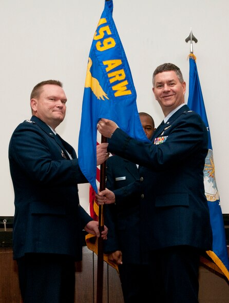 JOINT BASE ANDREWS, Md. -- Lt. Col. Karl Edelmann assumed command of the 459th Aerospace Medicine Squadron during a change of command ceremony here Oct. 16. Col. Michelle Williams, the former 459 AMDS commander, now serves as the mobilization assistant to the commander, Air Force Medical Support Agency, Bolling Air Force Base, Washington, D.C. (U.S. Air Force photo/Tech. Sgt. Steve Lewis)