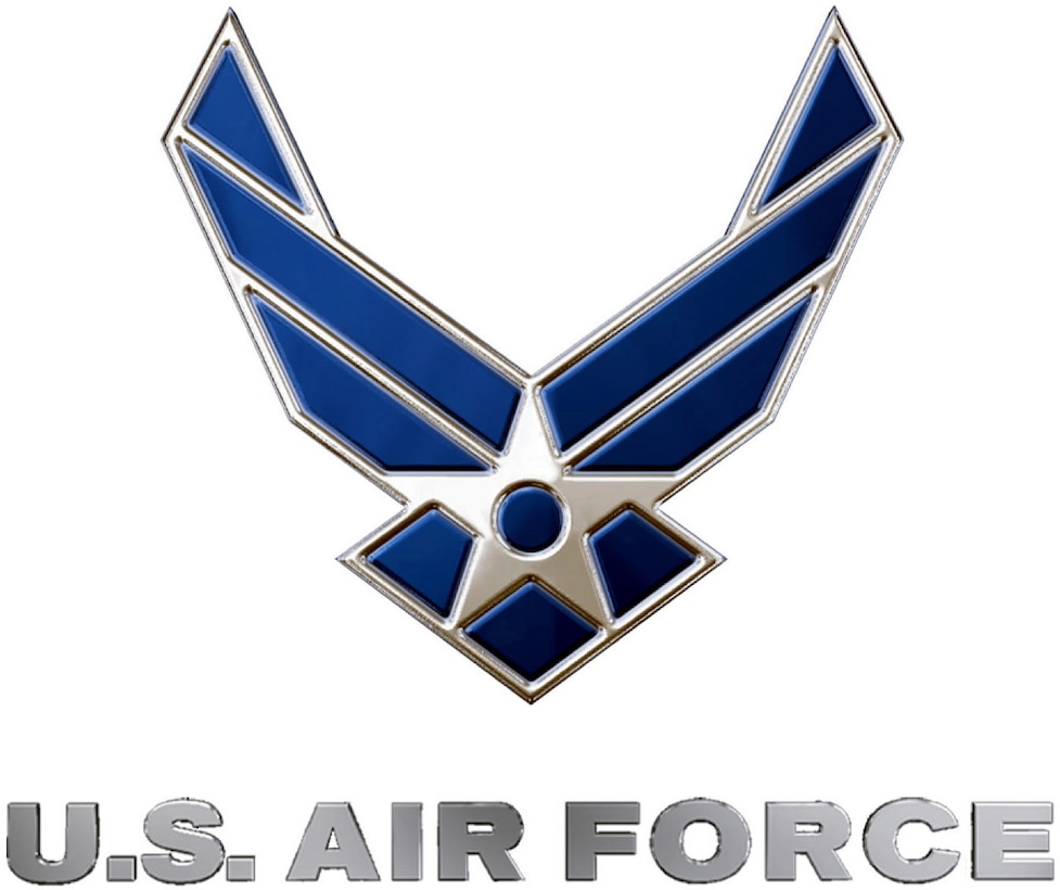 Air Force symbol with logotype, blue chrome