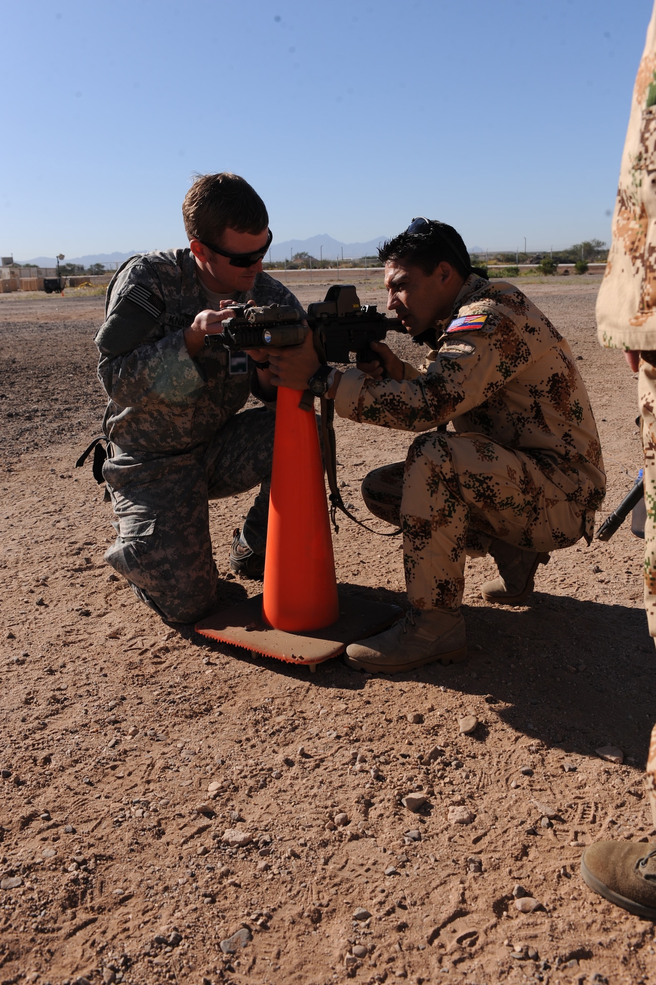 DAVIS-MONTHAN AIR FORCE BASE, Ariz. – General participants of the Angel Thunder exercise practice narrowing in their sights during the exercises here Oct 14. Approximately 1,400 U.S. Military, federal and state employees, and coalition forces are participating in the fifth annual Angel Thunder exercise, the largest military combat search and rescue exercise in the world. (U.S. Air Force photo/Airman 1st Class Christine Griffiths)