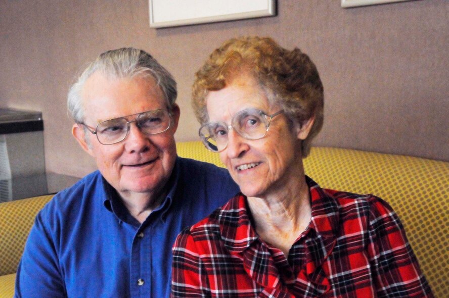 Sammy and Annie Dame have a combined 108 years of federal service.  Sammy is about to hit the 60 year mark, with no immediate plans to retire. U.S. Air Force photo by Sue Sapp 
