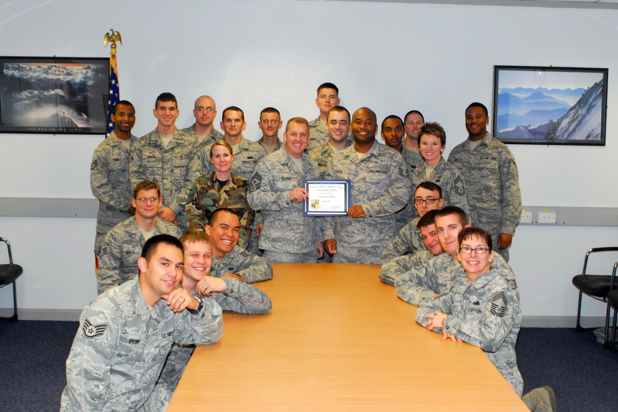 RAF CROUGHTON, United Kingdom - Senior Airman Aaron Clark, 422nd Communications Squadron, was named the October 501st Everyday Hero from the 422nd Air Base Group. Clark is responsible for maintaining more than 420 circuits and 160 gigabits of bandwidth. (U.S. Air Force by Master Sgt. Randy Hillsgrove)