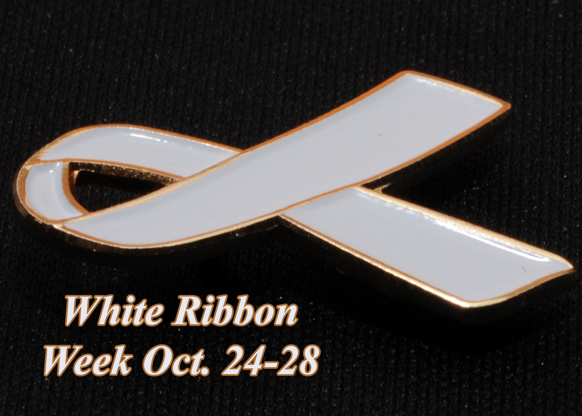 White Ribbon Week will be recognized by Altus AFB during the week of Oct. 24-28. People may show their support by wearing a white ribbon during this week. It has been approved for active duty members to wear the white ribbon pin in uniform. It must be worn a half inch above the name tape. (U.S. Air Force illustration by Airman 1st Class Kenneth W. Norman / Released / 97th Air Mobility Wing Public Affairs)