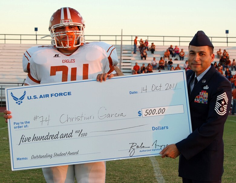 Command Chief Presents Scholarships At Football Game Laughlin Air Force Base Article Display