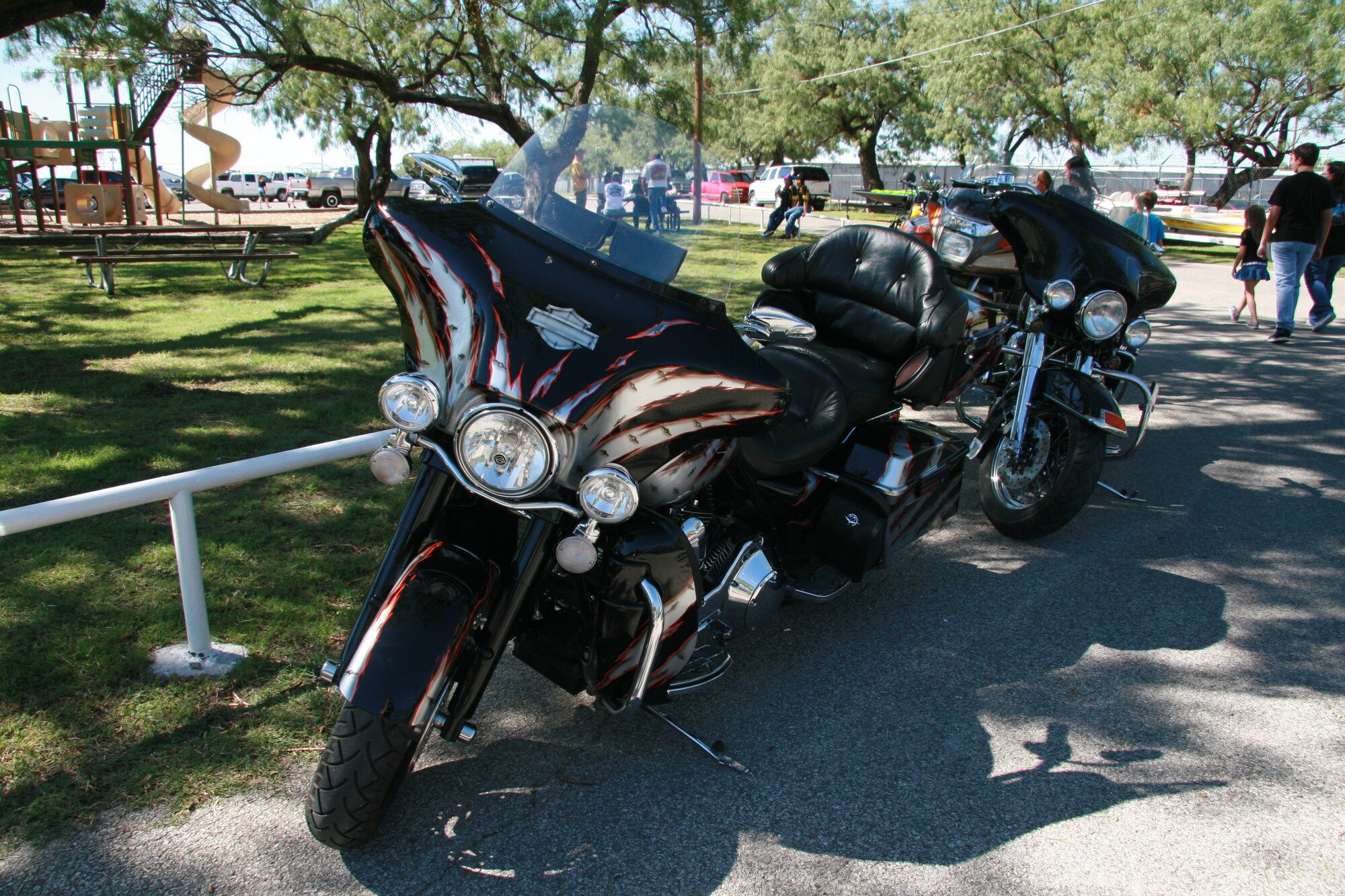 GOODFELLOW AIR FORCE BASE, Texas—This Harley Davidson Motorcycle is one of 120 vehicles that were displayed during the 13th annual Goodfellow Car Show Oct. 15 at the Recreation Camp. Corvettes and classic cars and well as many others were displayed at the annual event, which was attended by 1,500 San Angelo community members and Team Goodfellow personnel. (U.S. Air Force photo/ Julie Manuel)