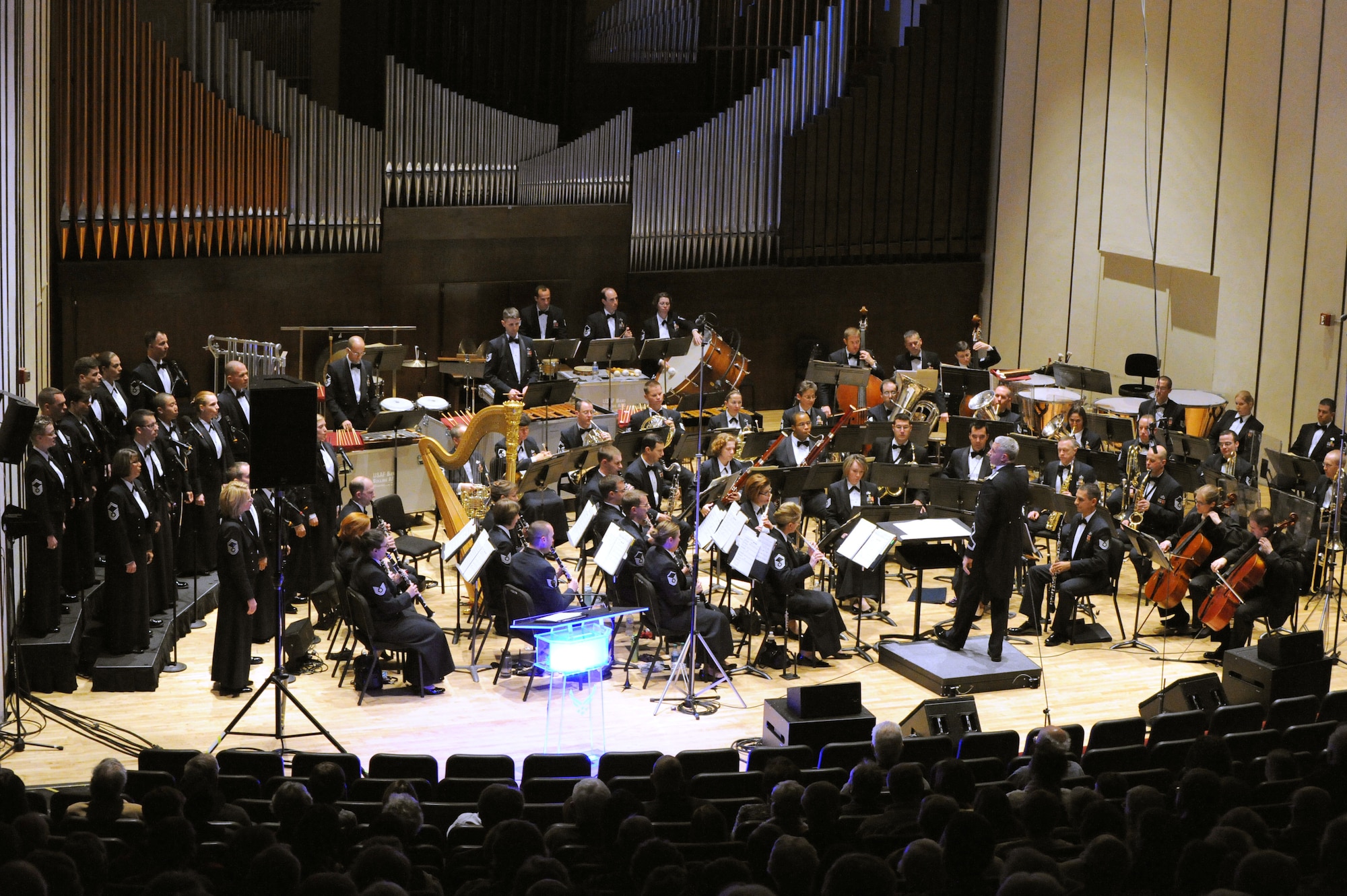 The U.S. Air Force Band performs at the University of Wyoming, Laramie, Wy., Oct. 17 on their 2011 Fall Tour. This was their 12th performance on tour, wrapping-up their visit to Wyoming. The band is headed to Nebraska next for further performances. (U.S. Air Force photo by Airman 1st Class Tabitha N. Haynes)
