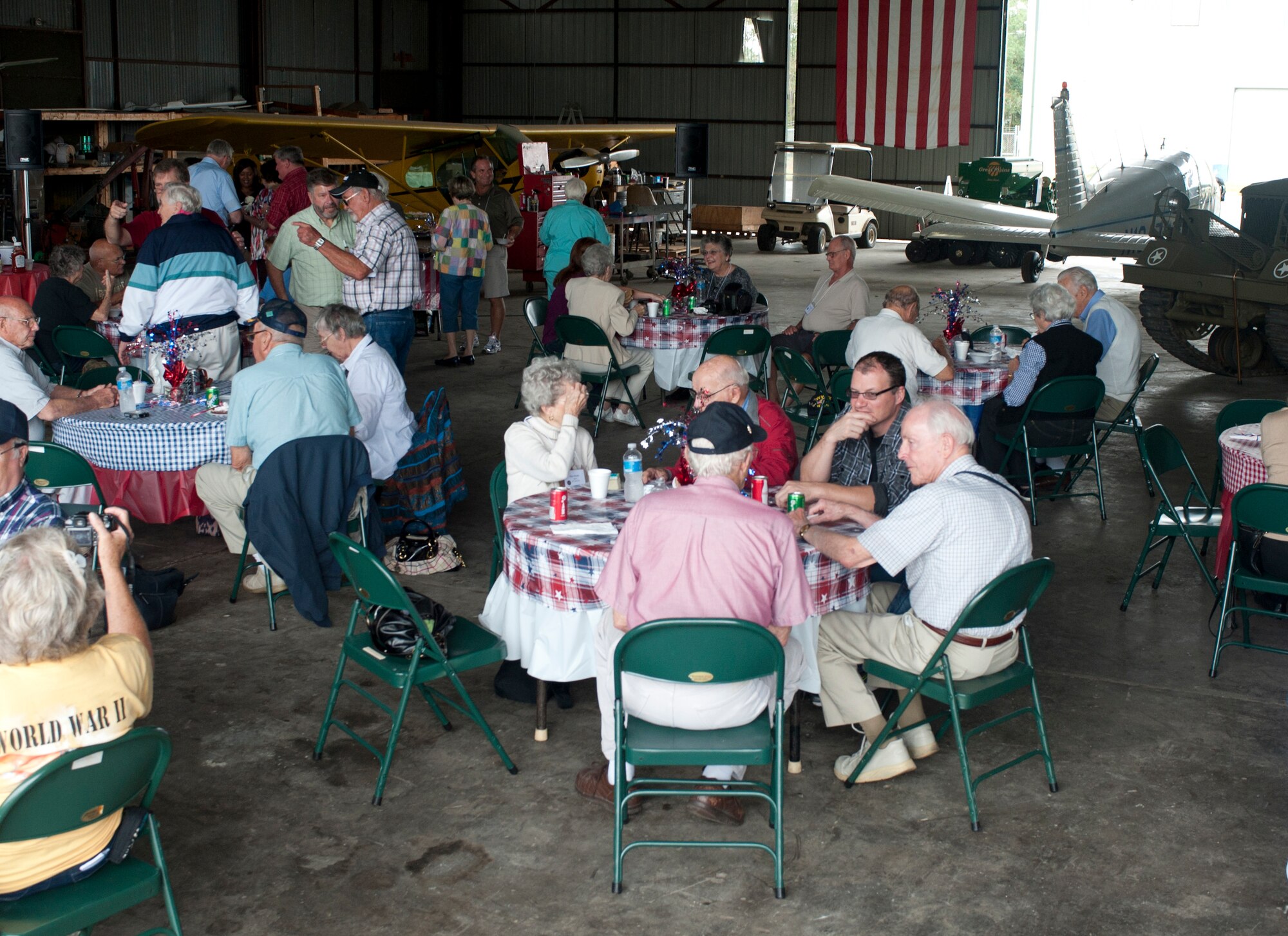 Retired and former World War II pilots and guests gather for the 2011 reunion of the 63rd Flying Training Detachment in Douglas, Ga., Oct. 18, 2011. The first class of cadets arrived at in Douglas and began training Oct. 3, 1941. (U.S. Air Force photo by Airman 1st Class Jarrod Grammel/Released)
