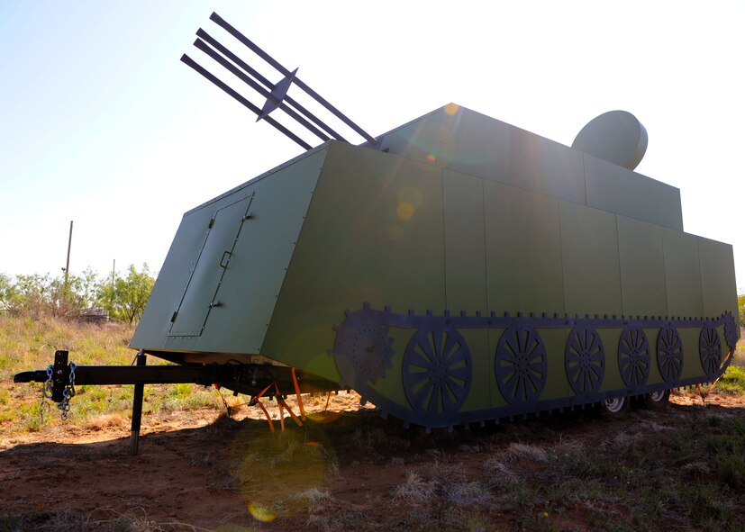 A mock-up target is prepared for training Oct. 12, 2011 at a remote location in Snyder, Texas. Mock-up targets are used to train military pilots to identify and effectively counter enemy attacks. (U.S. Air Force photo by Airman 1st Class Jonathan Stefanko/Released) 

