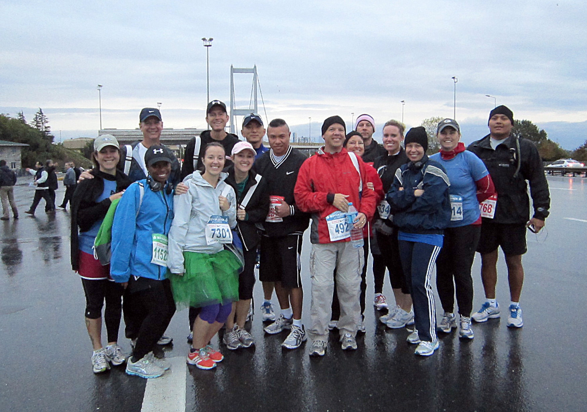 Members of Team Incirlik gather for a group photo prior to the start of the Intercontinental Istanbul Eurasia Marathon and associated events Oct. 16, 2011, in Istanbul. Approximately 30 people from the base traveled nearly 600 miles to participate in the events, which included a marathon, 15K, 8K and fun run. Race participants traversed the Boshporus Bridge, which connects Asia to Europe, making the race a unique experience to run from one continent to another. (Courtesy photo)