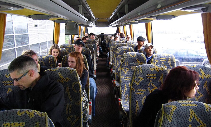 Members of Team Incirlik wait for the departure of a bus to their hotel Oct. 14, 2011, in Istanbul. Approximately 30 people from the base traveled nearly 600 miles to participate in the Intercontinental Istanbul Eurasia Marathon and associated events, which included a marathon, 15K, 8K and fun run. Race participants traversed the Boshporus Bridge, which connects Asia to Europe, making the race a unique experience to run from one continent to another. (U.S. Air Force photo by Staff Sgt. Kali L. Gradishar/Released)