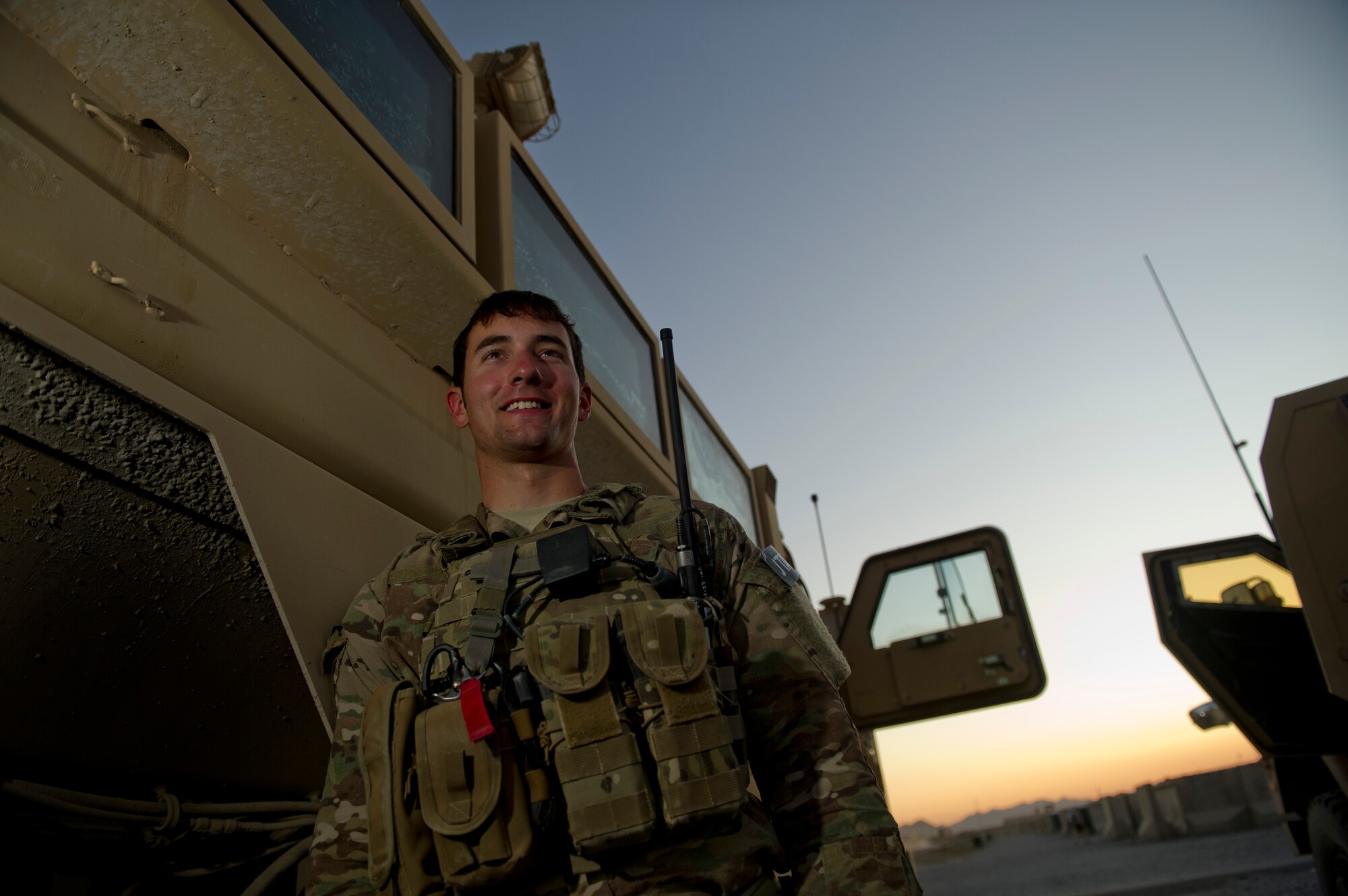U.S. Air Force Senior Airman Justin Perran, a joint terminal attack controller, is currently deployed to Forward Operating Base Spin Boldak, Afghanistan. (U.S. Air Force photo by Staff Sgt. David Salanitri)
