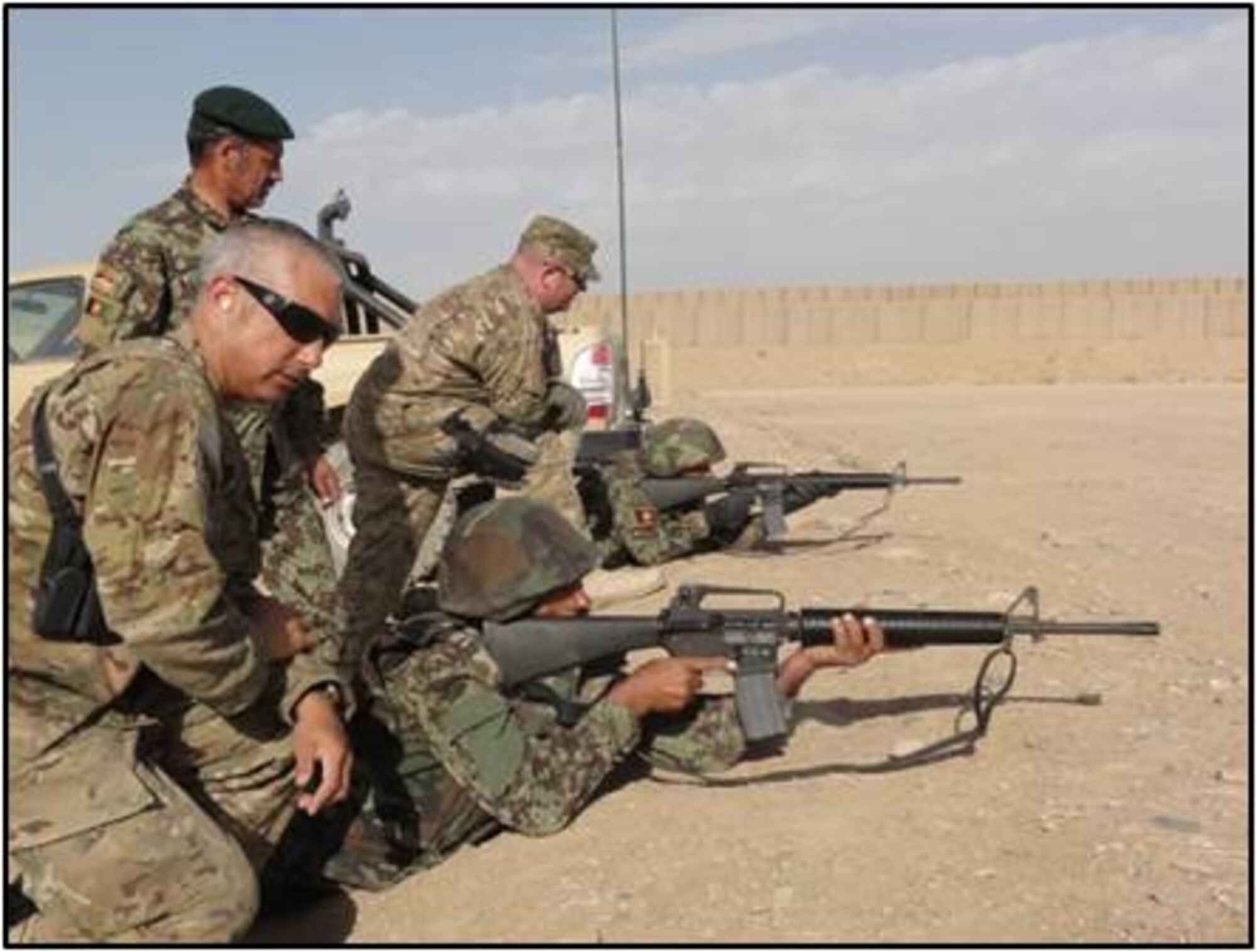 As part of their training, Afghan Air Force airmen completed firing of the M-16A, M-249 and M240B in Herat recently. With help from coalition advisees, the training course aimed at teaching students academics and concluded with physical application of techniques learned over the course of four weeks. (U.S. Air Force courtesy photo)