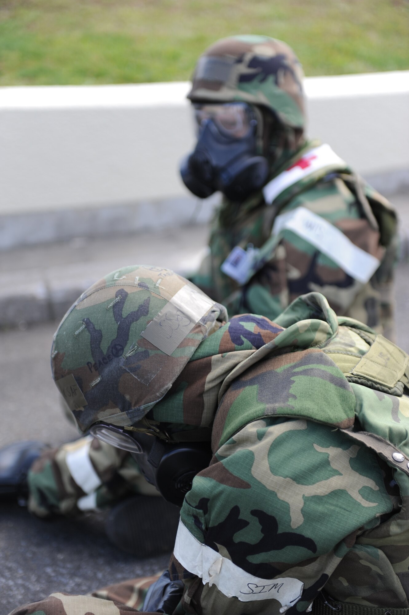 MISAWA AIR BASE, Japan -- Members of the 35th Dental Squadron participate in an operational readiness exercise here Oct. 18. Readiness exercises ensure military personnel are capable of following appropriate protocol during real-world combat situations. (U.S. Air Force photo by Airman 1st Class Kia Atkins)