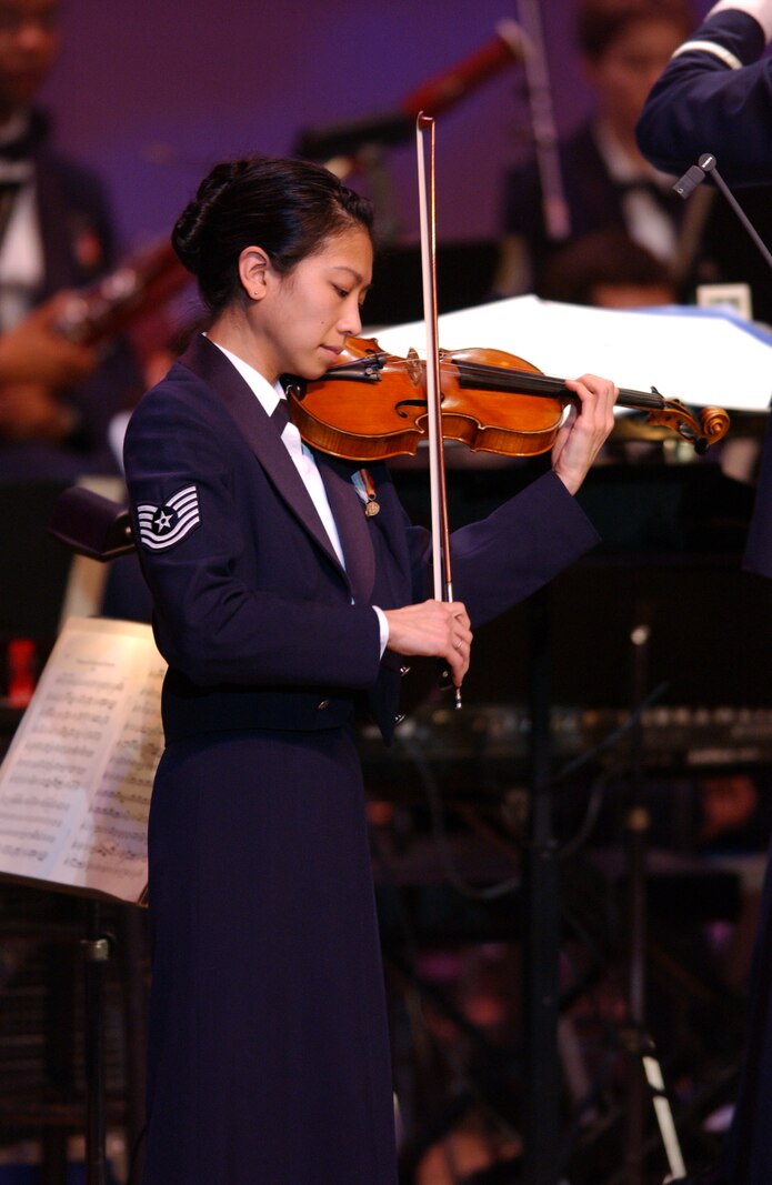 MSgt Mari Washington of the USAF Strings performs on violin