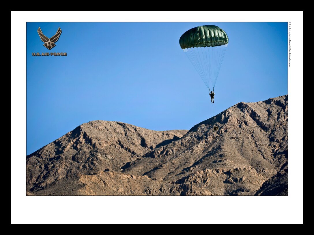 RED HORSE Airborne civil engineers conduct training at Nellis AFB, Nev.18x24 inches @ 300 PPI (U.S. Air Force photo/layout by Airman 1st Class Matthew Lancaster/Released)