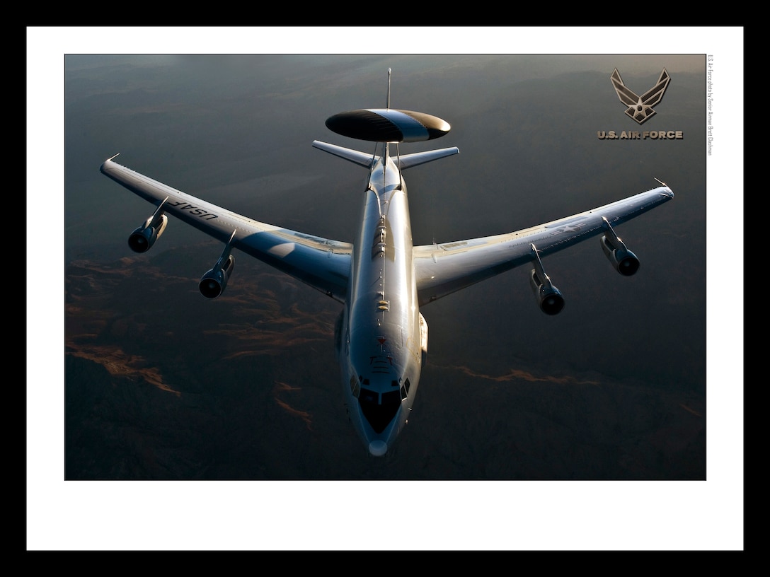 AWACS over the NTTR 18x24 inches @ 300 PPI (U.S. Air Force photo/layout by Senior Airman Brett Clashman/Released)


