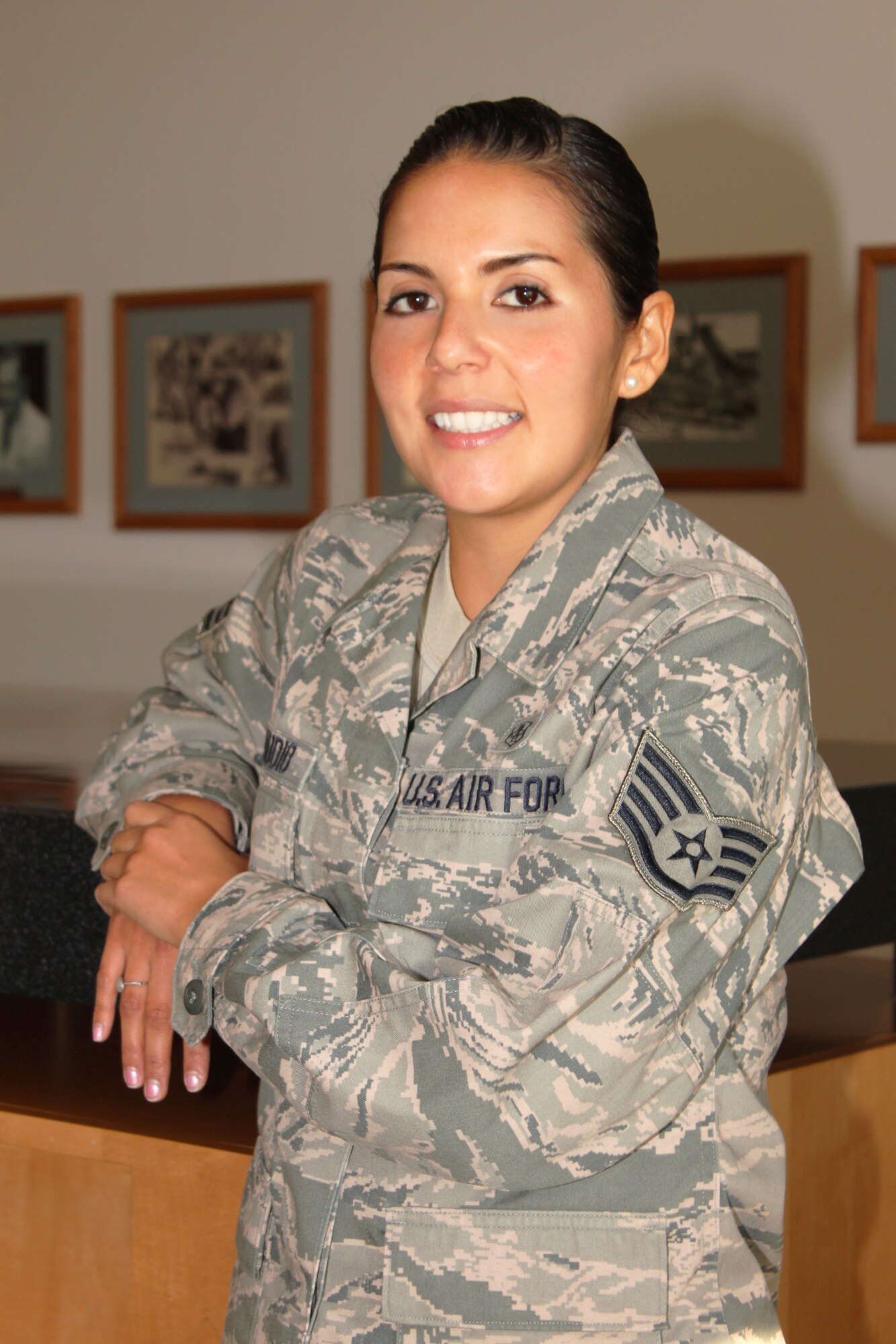 Staff Sgt. Fatima Zamudio, public health technician, 95th Aerospace Medicine Squadron, was awarded  the Edwards Chiefs Group's "Dare to Soar Award" here Oct. 20. (U.S. Air Force Photo by Meredith Mingledorff) 