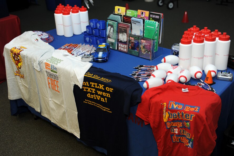 The Drug Demand Reduction program hosted a lunch and learn session at the Base Chapel on Moody Air Force Base, Ga., in recognition of Red Ribbon Week Oct. 20, 2011. Many events were held to educate Airmen on the signs of drug abuse. Informational pamphlets, t-shirts and other items were handed out during the luncheon to help raise drug awareness. Red Ribbon Week is an alcohol, tobacco, drug and violence prevention awareness campaign. It is observed annually in October, and began in 1985 after the kidnapping, torture and brutal murder of Drug Enforcement Administration agent Enrique Camarena.   (U.S. Air Force photo by Senior Airman Ciara Wymbs/Released)