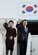 Republic of Korean President Lee Myung-bak and his wife, Kim Yoon-ok, wave goodbye before departing the Joint Base Andrews flightline Oct. 14. President Lee Myung-bak was in the nation’s capital to attend a state dinner hosted by President Barack Obama and first lady Michelle Obama. During the visit, Presidents Obama and Lee Myung-bak welcomed a new trade deal and solidified close ties between the United States and the Republic of Korea. (U.S. Air Force photo/Staff Sgt. Keyonna Fennell)