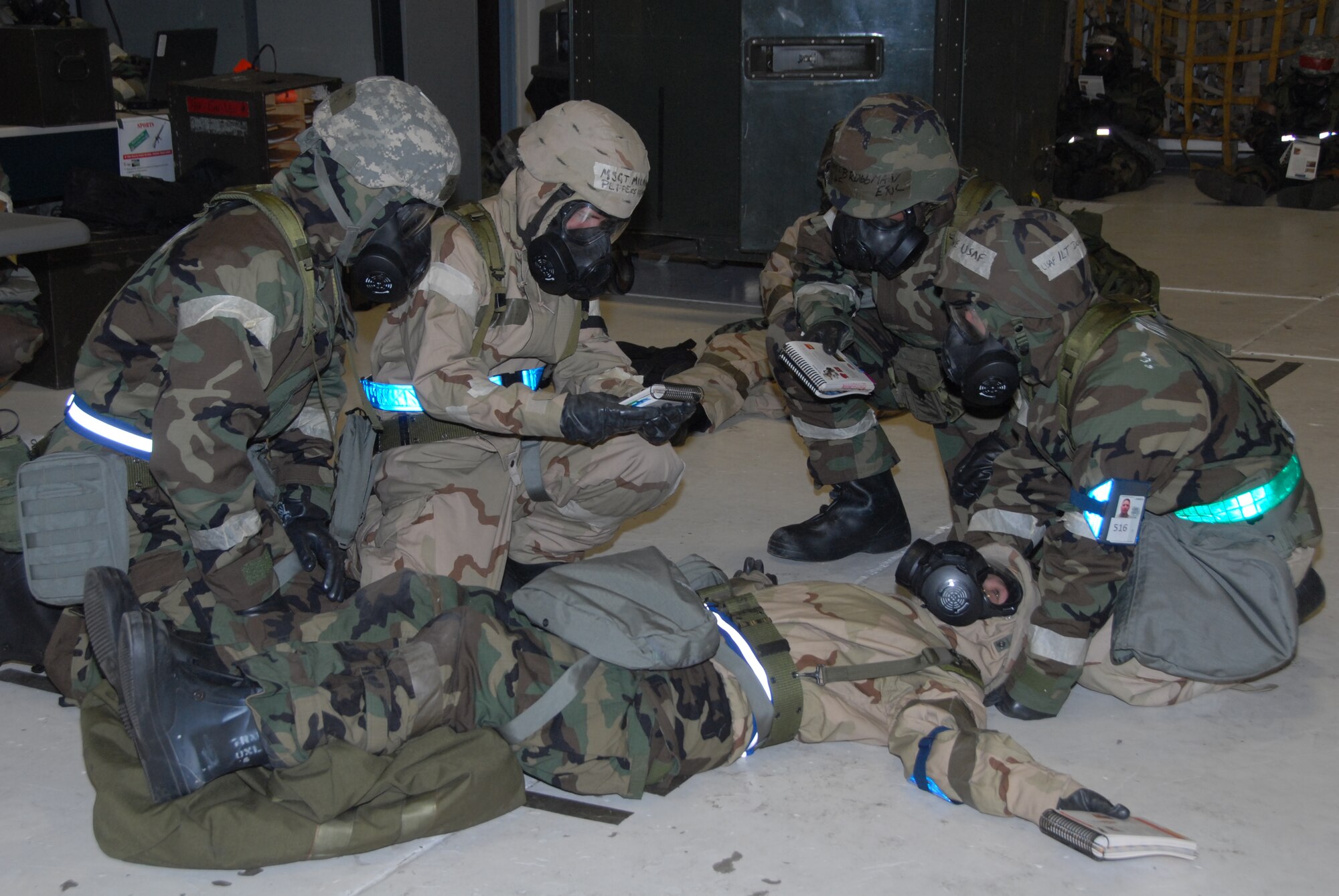 914th and 107th Members practice Self-Aid and Buddy Care during a recent Operational Readines Exercise, during a recent Unit Training Assembly October 15 and 16. (U.S. Air Force Photo by Tech. Sgt. Catherine Perretta)