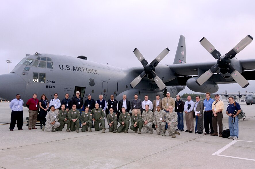 Nineteen Dobbins civic leaders prepare to board a C-130H aircraft at Dobbins Air Reserve Base, Ga. enroute to Niagara Air Reserve Station, N.Y. for a Civic Leader Tour Oct. 13. The crew received a first-hand look at the Air Force mission and the social and economic impact the Air Force Reserve has on the cities of Atlanta and Niagra Falls. (U.S. Air Force photo/Brad Fallin)