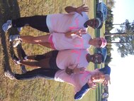 Three reservists from the 916th ARW participate in Seymour Johnson's 5K/10K Breast Cancer Awareness Run on Oct. 21, 2011. (Courtesy photo)