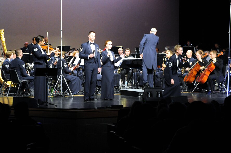 The U.S. Air Force Band's Singing Sergeants perform a country medley Oct. 22 at North Star High School, Lincoln, Neb. The U.S. Air Force Band is on a 25-day community relations tour across Montana, Wyoming, Nebraska and South Dakota. (U.S. Air Force photo by Airman 1st Class Tabitha N. Haynes)