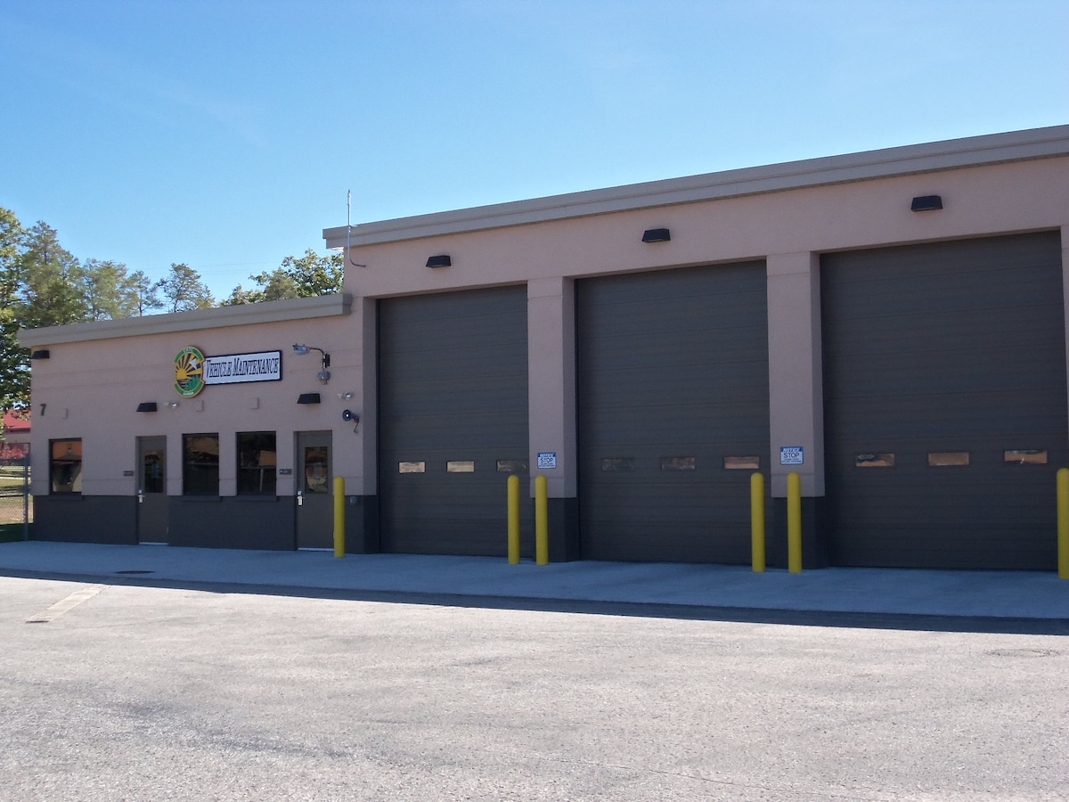 The Alpena CRTC Vehicle Maintenance facility offers five general maintenance bays, a visiting unit office, training classroom, conference room and a refueling maintenance bay.