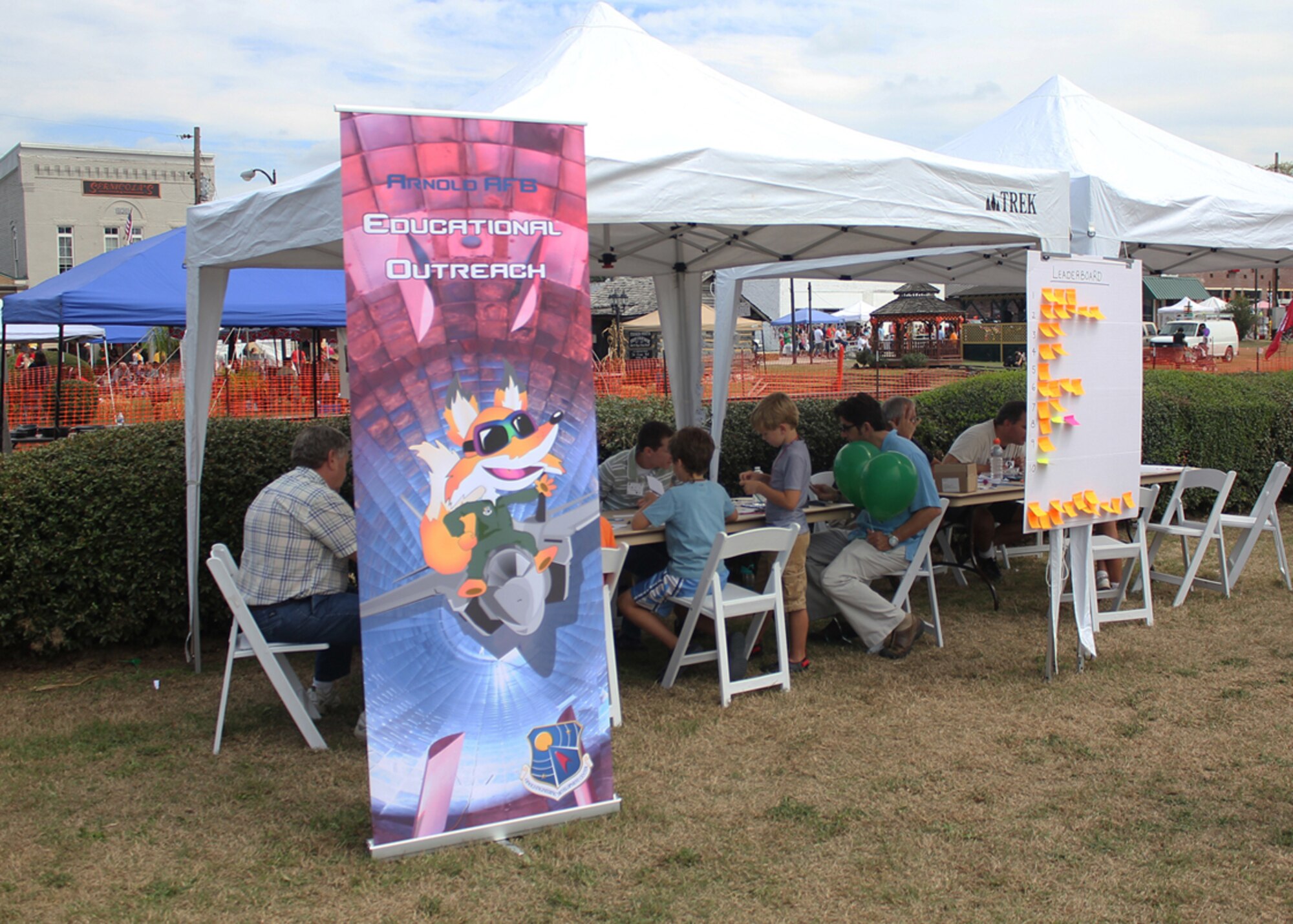 Youngsters construct straw rockets at the AAPS STEM booth at the Franklin County Chamber of Commerce’s Polly Crockett Festival Sept. 17 in Cowan. (Photo provided)