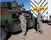 Lt. Gen. Richard Newton, Air Force Assistant Vice Chief of Staff, speaks with Airman 1st Class Justin Ridenour, 790th Missile Security Forces Squadron, during the Air Force Chief of Staff Civic Leader Program's tour Oct. 20. (U.S. Air Force photo by Matt Bilden)