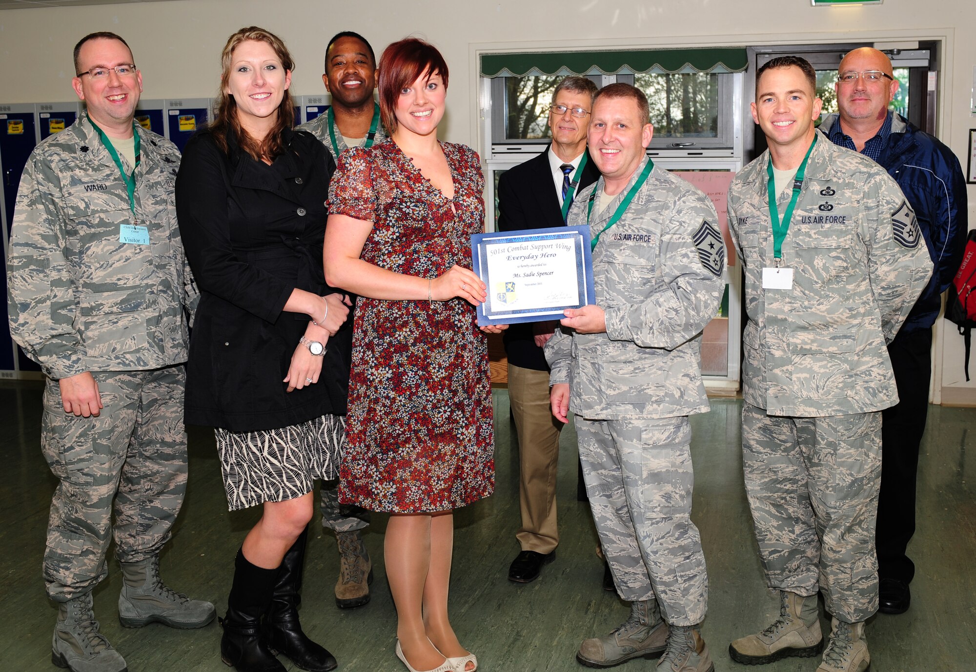 RAF MENWITH HILL, United Kingdom - Sadie Spencer, 421st Air Base Squadron School Age Program coordinator, was named the September 501st Everyday Hero from the 421st Air Base Group. Spencer implemented three camps serving more than 150 families in August while simultaneously executing school age program requirements. (Courtesy photo)