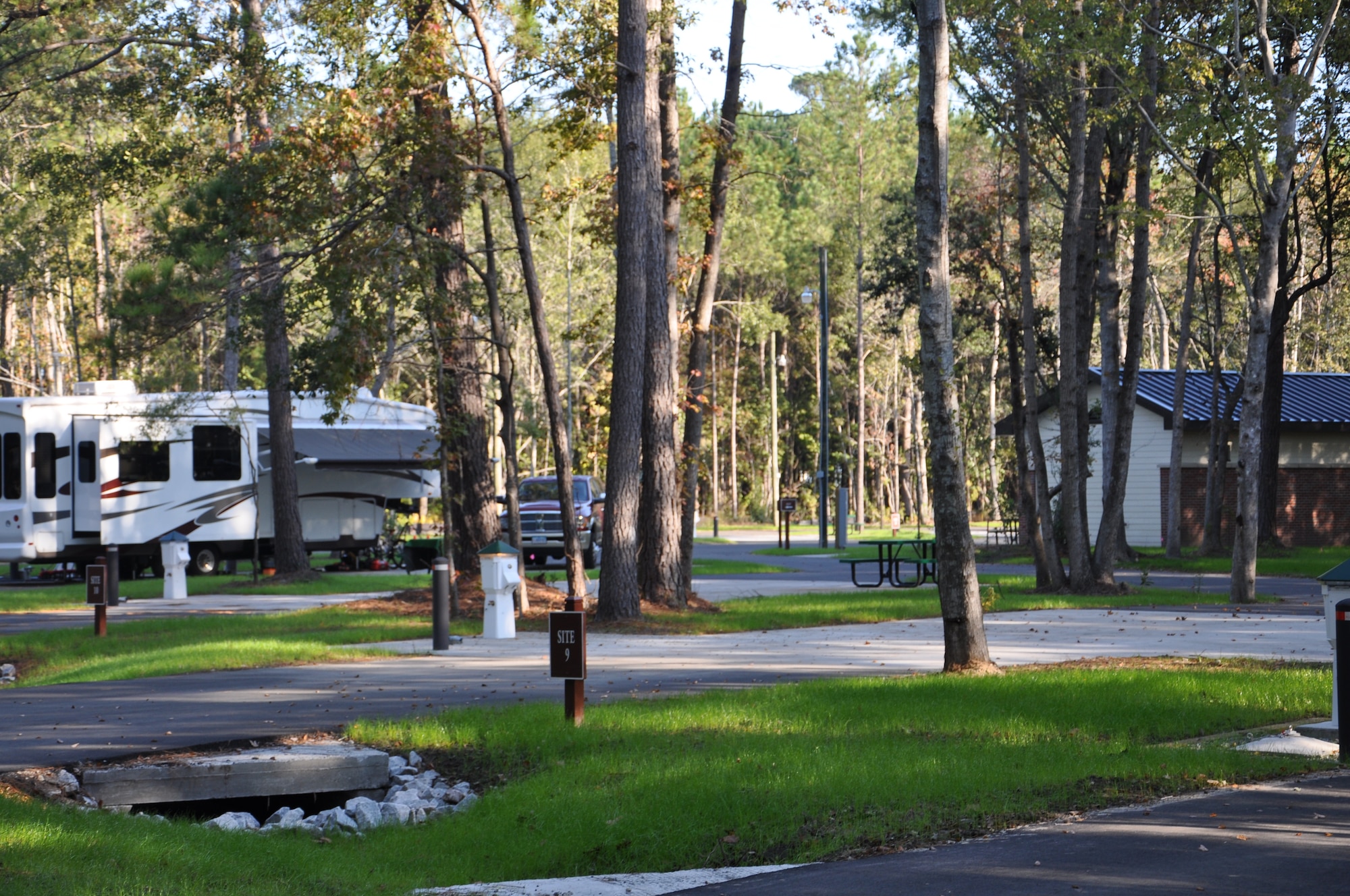 The Shady Oaks Family Camp is open for business after undergoing a $1.4 million facelift. The campground added 20 new sites and all sites now come with electricity, sewer  and WiFi service. (U.S. Air Force photo/2nd Lt. Leah Davis)
