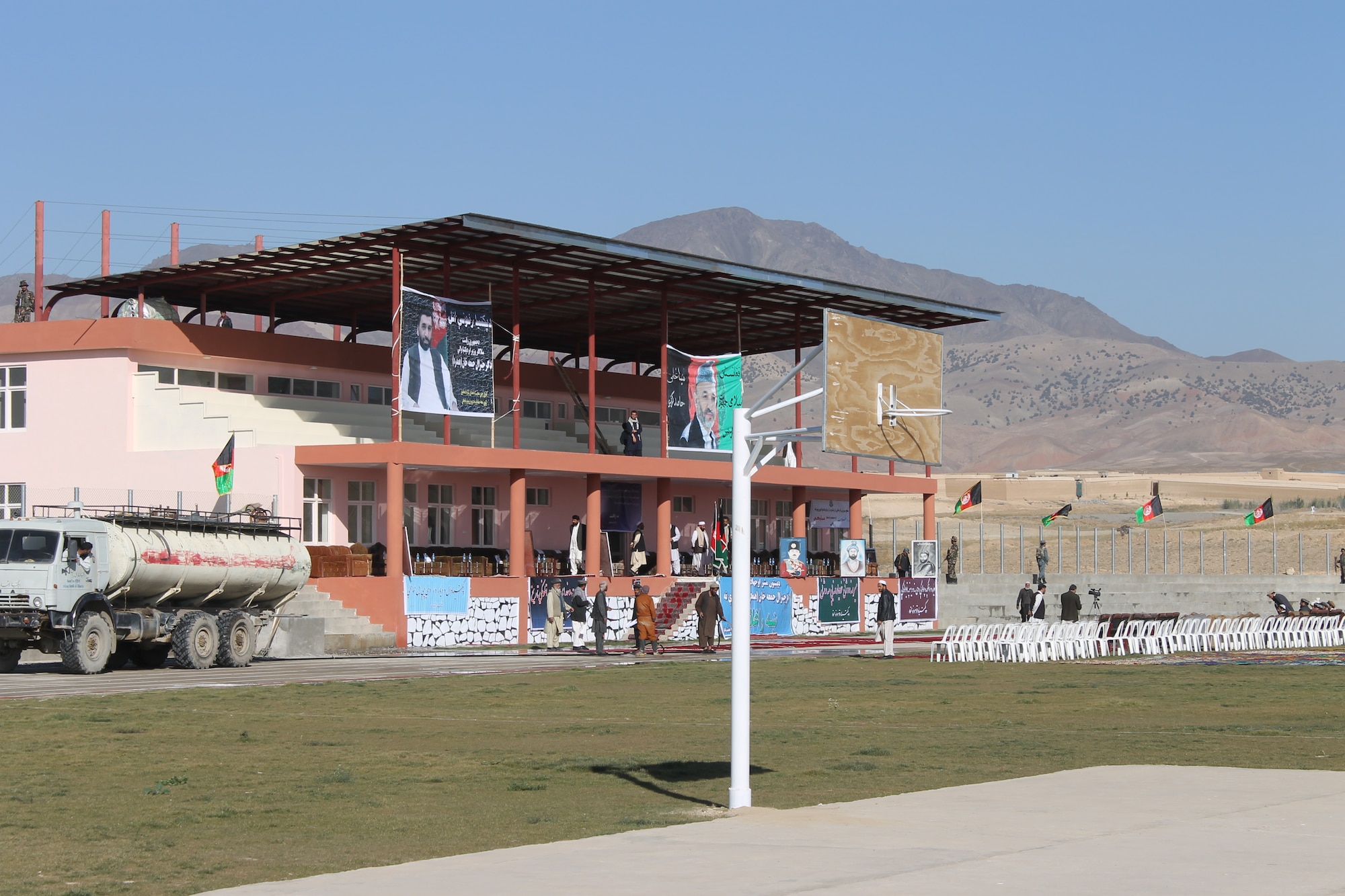 The Government of the Islamic Republic of Afghanistan opened a province-wide sports complex in Paktya Province, Afghanistan, Oct. 19, 2011. More than 1,500 Afghans attended the inauguration ceremony for several recently-completed development projects in the province. (U.S. Air Force courtesy photo)