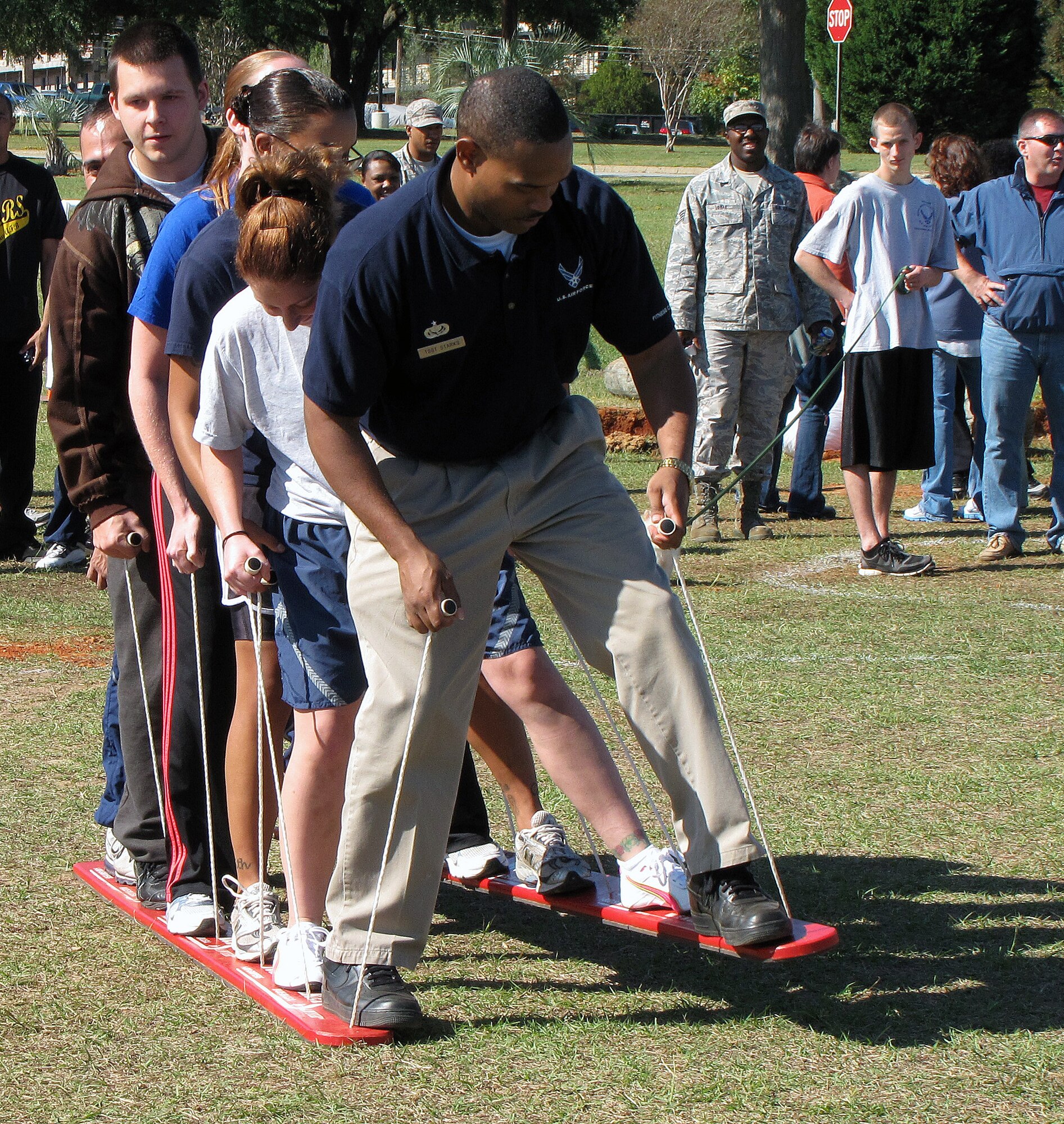 Viper Challenge participants compete in a relay during the challange at Shaw Air Force Base, S.C., Oct. 21, 2011. The challenge allowed people to get out of the office, mingle with those they don’t work with and have a great time getting their mind off the normal work day. (Courtesy of 20th Force Support Squadron/Released) 