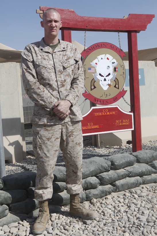 Cpl. Matthew Staley is an electrician currently deployed with Marine Aviation Logistics Squadron 40 to Camp Bastion, Afghanistan. Staley was stationed at Marine Corps Air Station Beaufort, S.C., and before becoming a Marine served the city of Beaufort as a fireman.