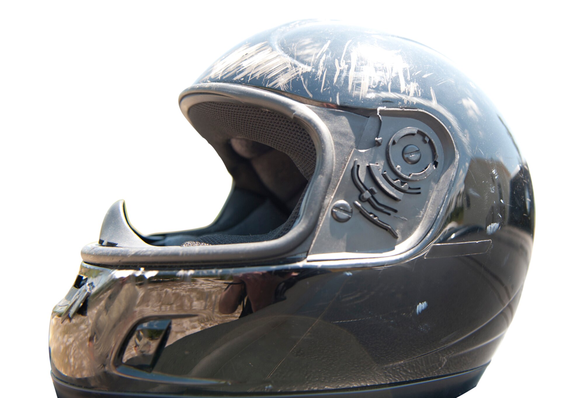 NOW THAT'S USING YOUR HEAD - SSgt Kevin Barton was struck by a vehicle while riding his motorcycle causing him to lose his leg from above the knee. Barton currently serves in the US Air Force Guard at Townsend Bombing Range, Georgia. (Photo by TSgt Samuel Bendet)