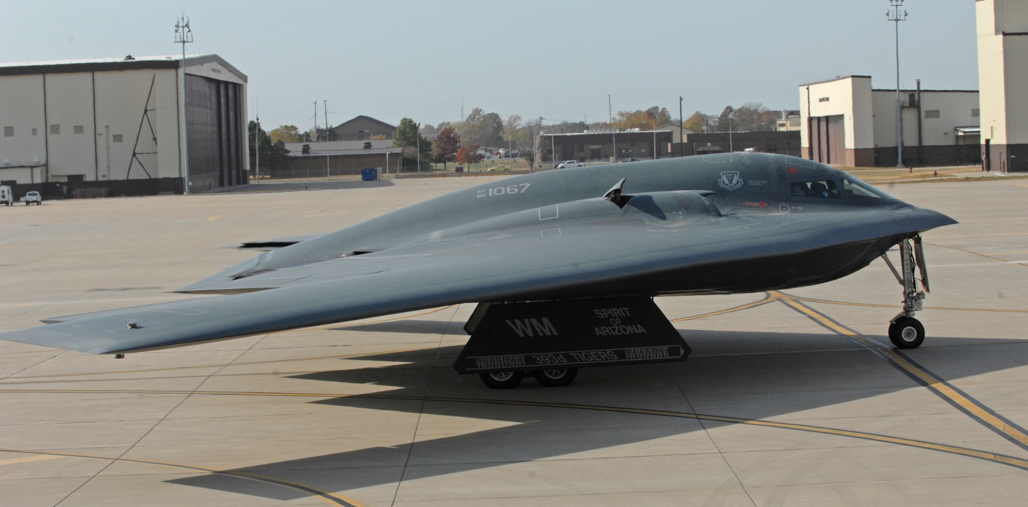 A B-2 Spirit taxis down to the runway during the rapid launch portion of Global Thunder 12 here Oct. 25. The exercises are designed to exercise all mission areas with primary emphasis on Command and Control. The exercise provides training opportunities for component, task force, unit, forces, and command posts to deter, and if necessary defeat, a military attack against the United States and to employ forces as directed by the president. (U.S. Air Force photo/Staff Sgt. Alexandra M. Boutte) (RELEASED)