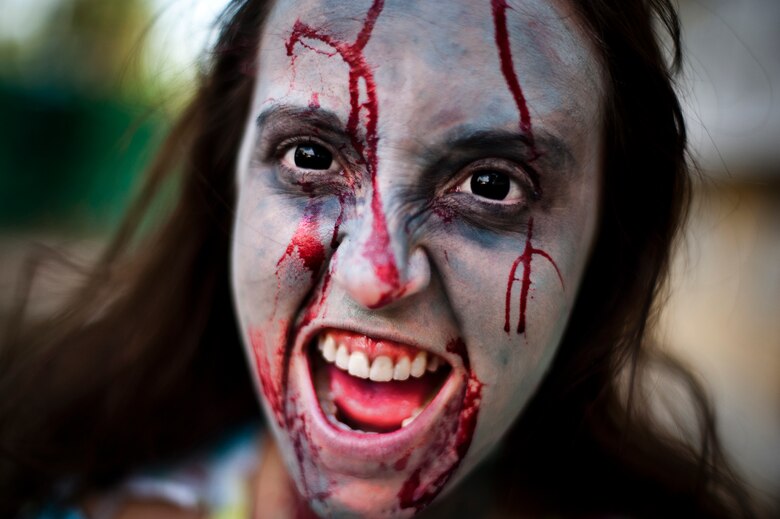 The Centers for Disease Control and Prevention recommends being prepared for a wide range of emergencies, including a zombie apocalypse. In the spirit of the Halloween holiday, members of Incirlik Air Base, Turkey, depicted what a zombie apocalypse may look like. (U.S. Air Force photo by Tech. Sgt. Michael B. Keller/Released)