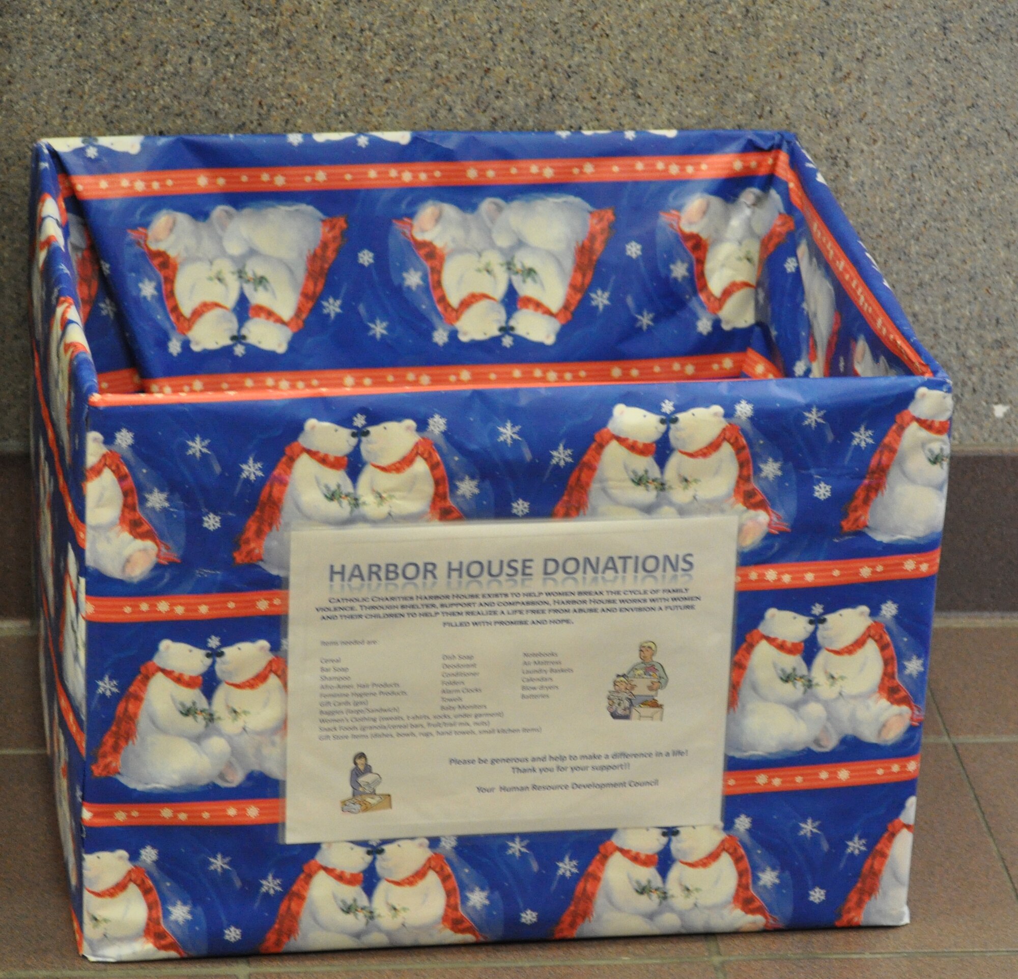 The 931st Air Refueling Group's Human Resource Development Council is accepting donations on for Harbor House, a local women's shelter.