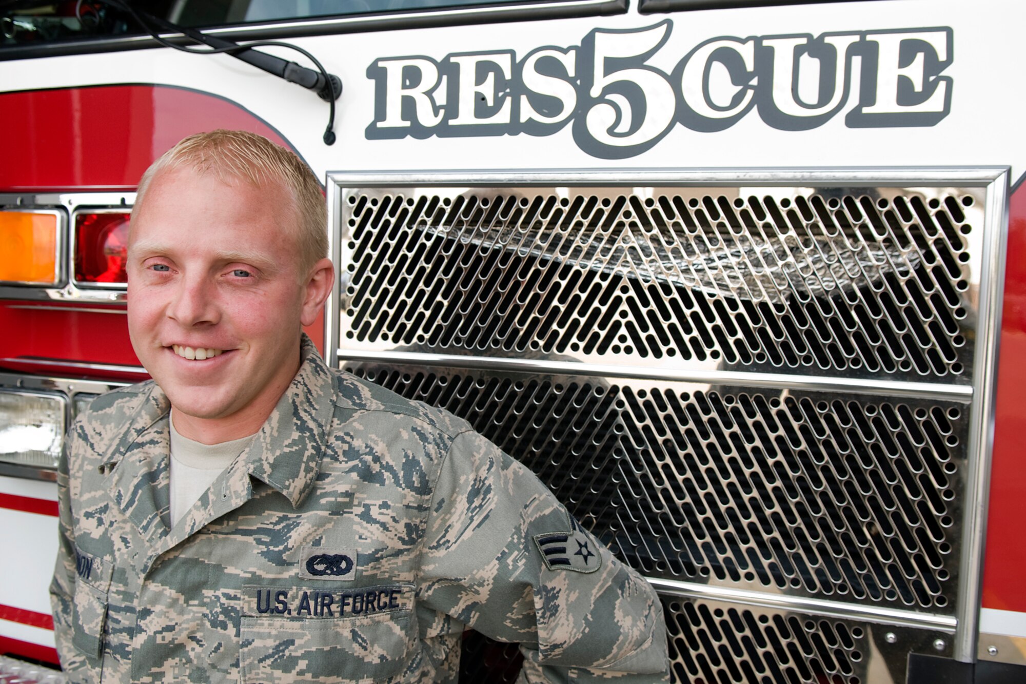 GRISSOM AIR RESERVE BASE, Ind. -- Senior Airman Thomas M. Lennon Jr. saved his grandfather, Thomas T. Lennon, who suddenly collapsed due to a severe drop in blood pressure Sept. 21. The younger Lennon, who is an Air Force Reserve firefighter with the 434th Civil Engineer Squadron, credited his training for saving his grandfather's life. (U.S. Air Force photo/Senior Airman Andrew McLaughlin)
