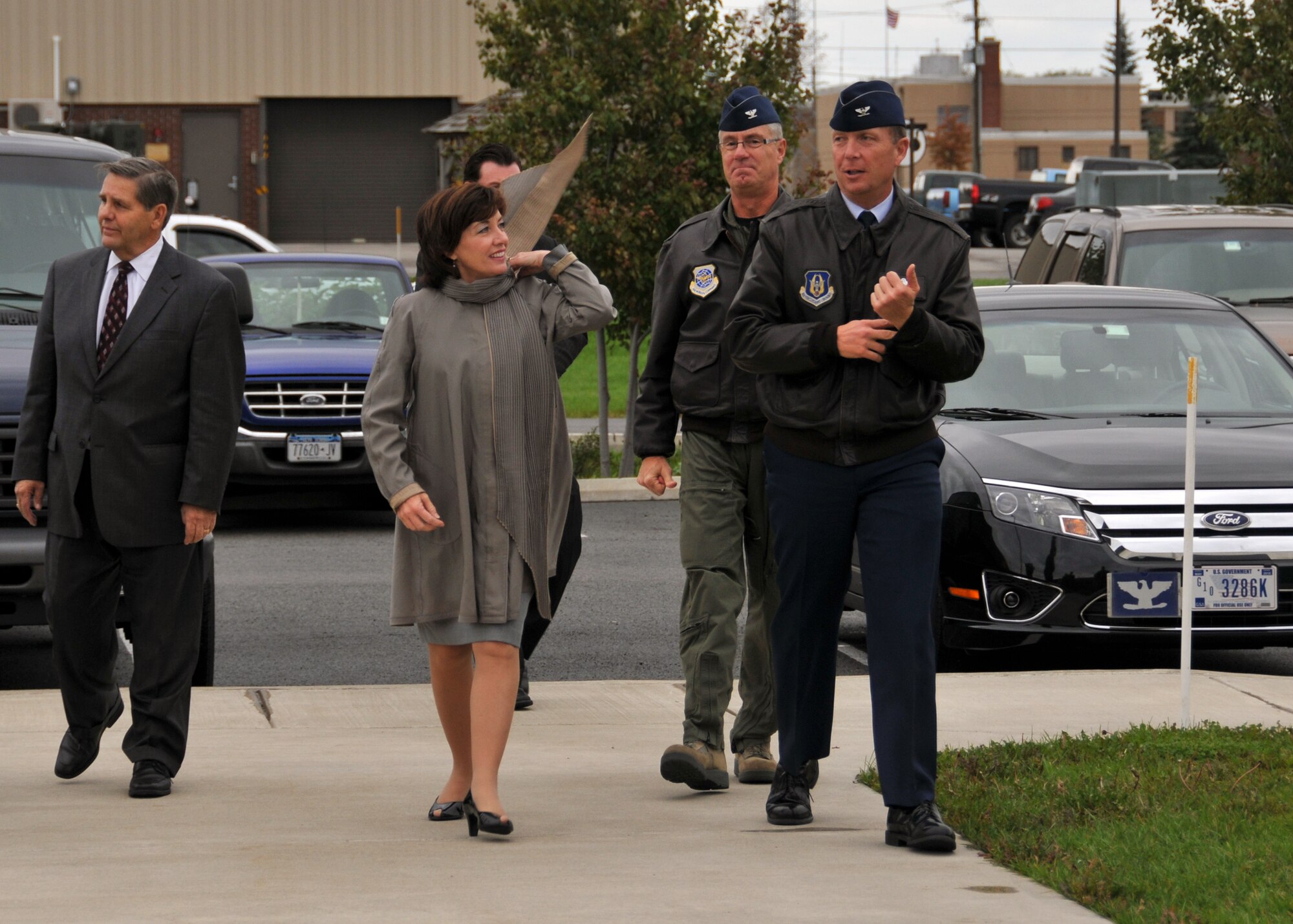 Congresswoman Kathy Hochul visits the Niagara Falls Air Reserve Station October 20, 2011 Niagara Falls NY. During her visit the congresswoman was given a windshield tour of the base as well as a tour of the recently completed Community Activity Center. (U.S. Air Force photo by Staff Sgt. Joseph McKee)