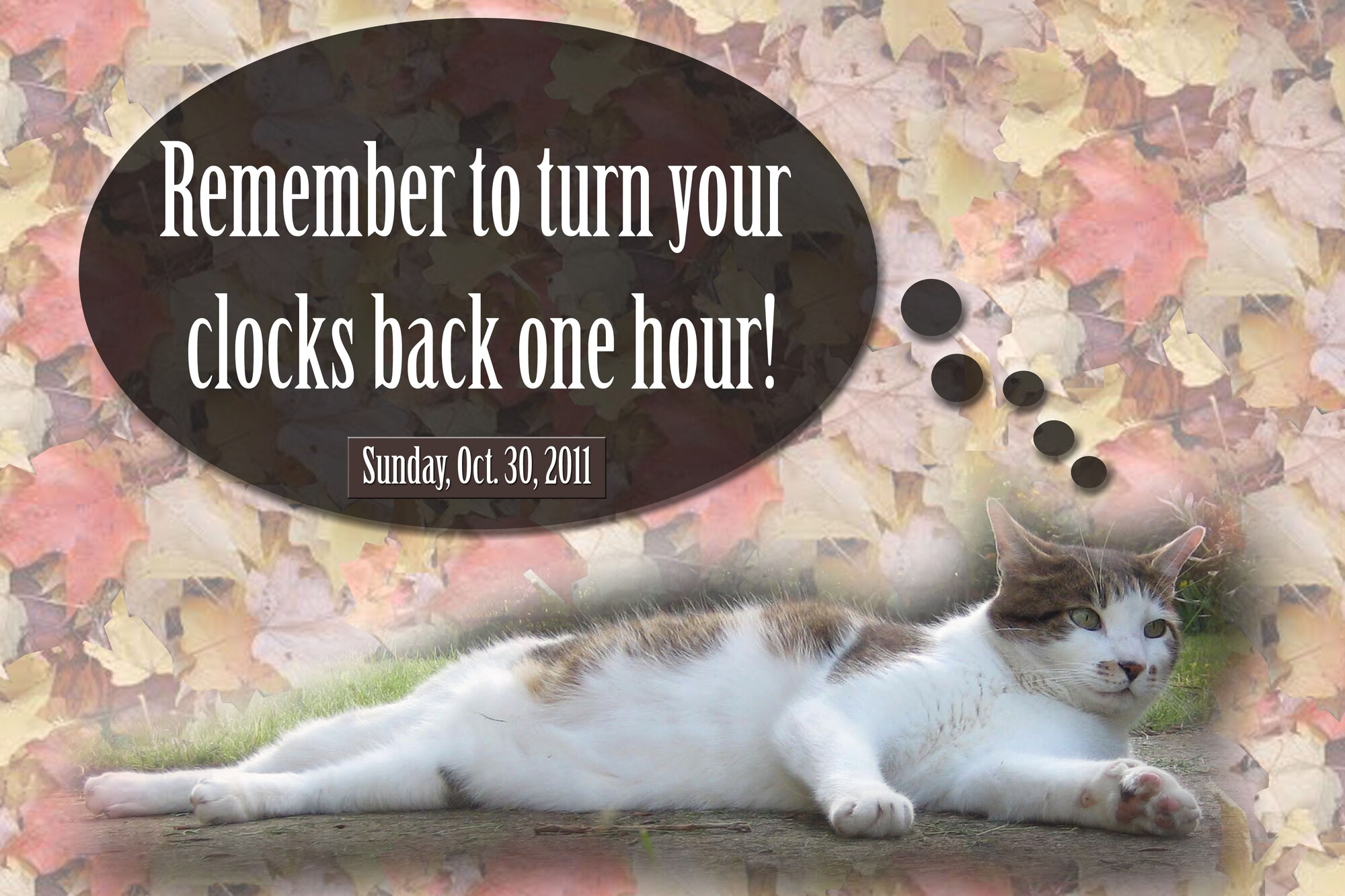 British Summer Time ends at 2 a.m. Sunday morning. All the clocks, including London’s Big Ben, will be moved back an hour, and the U.K. will glide silently to 1 a.m. Greenwich Mean Time. In our house, the clocks are usually turned back before going to bed Saturday night so that everyone can snooze seamlessly through the extra hour. (US Air Force graphic by Senior Airman Lausanne Morgan)