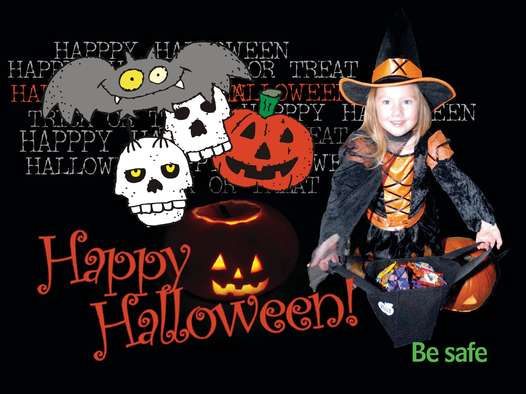 Halloween trick-or-treating on Kadena this year is scheduled from 6 to 8 p.m. Oct. 31. (U.S. Air Force graphic art/Naoko Shimoji)