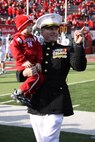 Capt. Joshua Adamson, the officer selection officer of Lincoln, Neb., is recognized during a Nebraska State Cornhuskers football game, Oct. 29. He is pictured with his son, Ethan.