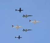 Randolph Air Force Base pilots fly T-6A TexanII, T-1A Jayhawk and T-38 Tallon aircraft Oct. 29 during the 2011 Randolph AFB Airshow. (U. S. Air Force Photo by Don Lindsey)